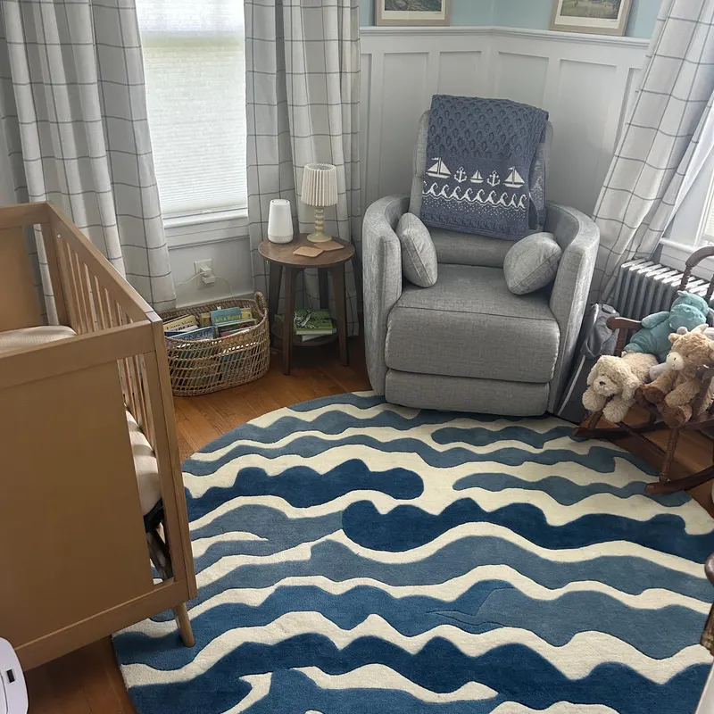 Indo Knots Seawave handmade rug in residential living area